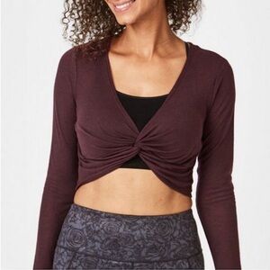 NWT Sweaty Betty Arc Long Sleeve Top in Black Cherry